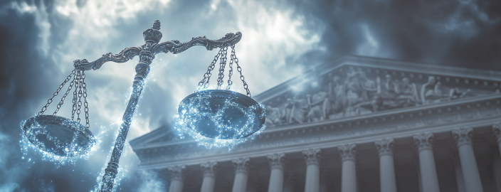 Ein offitzielles Gebäude wird von dunklen Wolken umhüllt