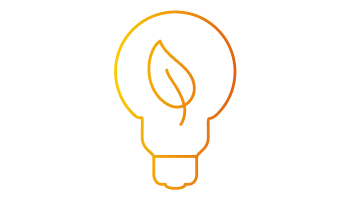 Ampoule dégradée orange avec une feuille à l'intérieur.