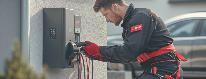 Un professionnel installe et entretient une Wallbox.