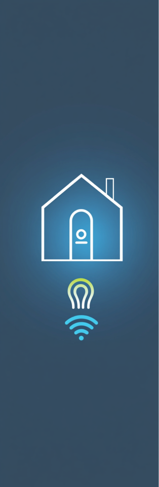 Symbole Smart Home avec maison et WIFI.