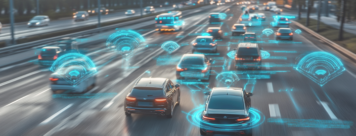 Diverse auto circolano su una strada a più corsie.