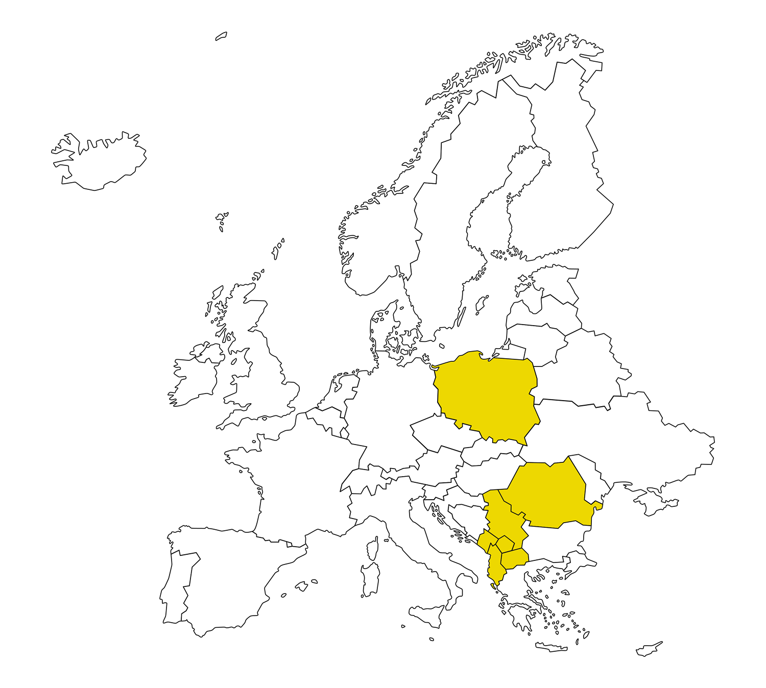 Mappa Polonia, Romania, parti dell'Europa sud-orientale