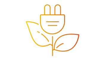 Stekker met stengel en bladeren in een oranje kleurverloop.