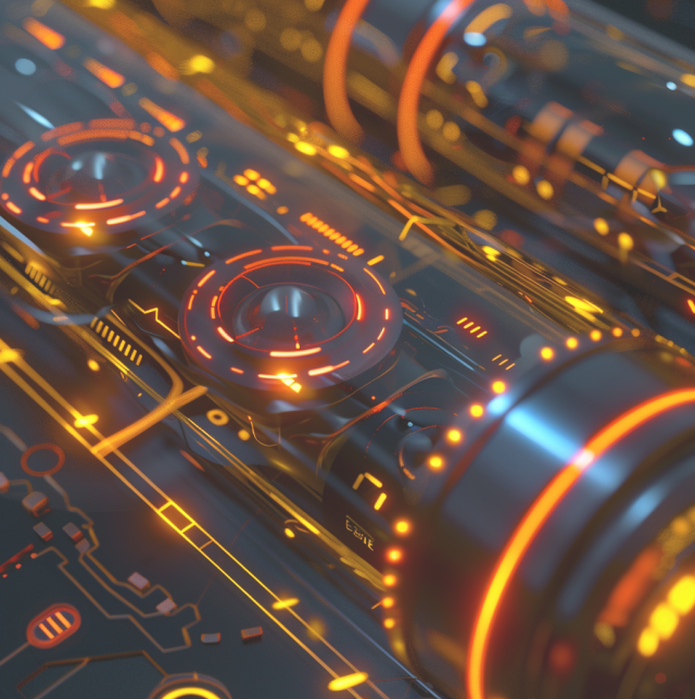 Futuristisch detailbeeld van de batterij van een elektrische auto.