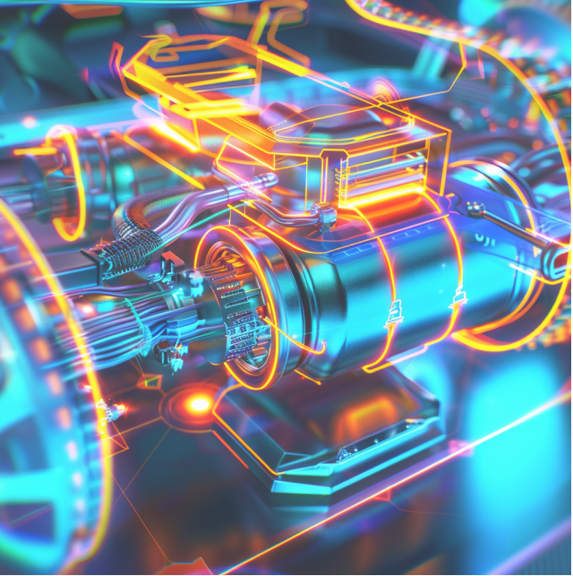 Futuristisch beeld van de batterij van een elektrische auto.