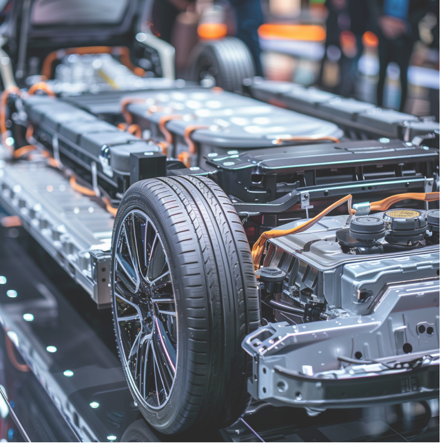 Elektrische auto in productie, met de nadruk op de batterij.