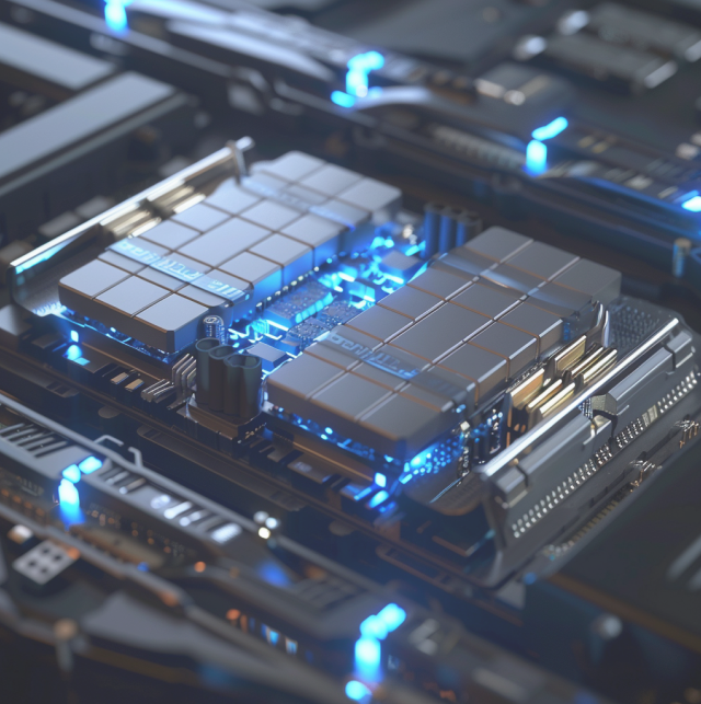 Gedetailleerd beeld van een accu van een elektrische auto.