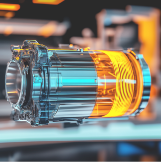 Model van een hogedruk waterstoftank.