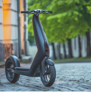 Gedetailleerd beeld van een elektrische scooter.