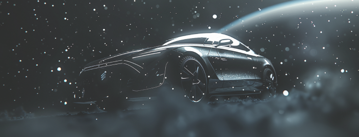 Auto zweeft in gewichtloosheid.