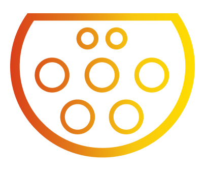 Vectordiagram van type 2 laadcontactdoosaansluitingen voor elektrische auto's