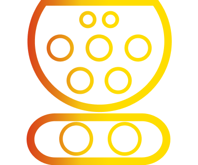 Vectorafbeelding van de aansluitingen van een CCS-laadstekker voor elektrische auto's