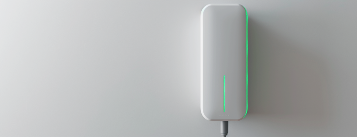 Detail van een futuristische wandbehuizing.